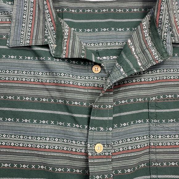 Mountain Khakis Shirt Men XL Green AOP Print Button‎ Up Short Sleeve Pocket - Picture 8 of 16